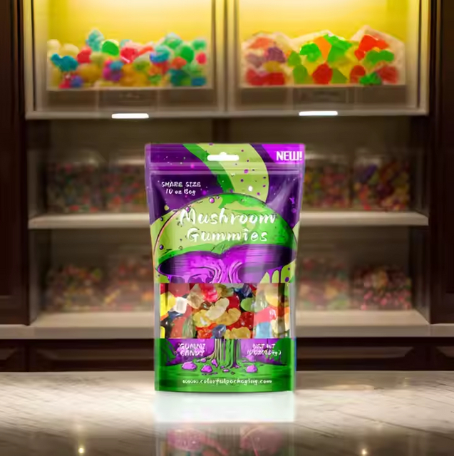 مخصص مطبوعة والدليل Ziplock Edibles التعبئة والتغليف غائر أكياس مايلر الحلو حزمة الحلوى