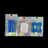 Moq 100 шт. печатная голографическая фольга Ziplock для упаковки пищевых продуктов пластиковые голограммные майларовые пакеты с застежкой-молнией