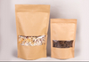 Packaging Biodegradable Kraft Paper Zip Lock Bag In Stock Kraft Paper Bag With Window For Food Kraft Paper Zipper Bag