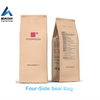 Custom Printed Compostable Kraft Paper Four Side Seal Gusset Cafe Coffee Packaging Bag Zip Packing Pouch With Plastic Valve